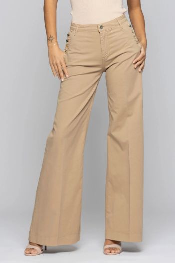 Women's wide leg trousers with buttons
