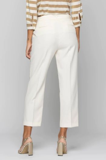 Pantaloni eleganti con pieghe donna Bianco