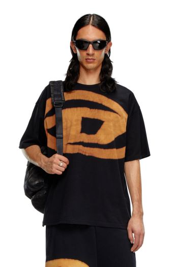 T-shirt con logo Oval D effetto bleach uomo Nero