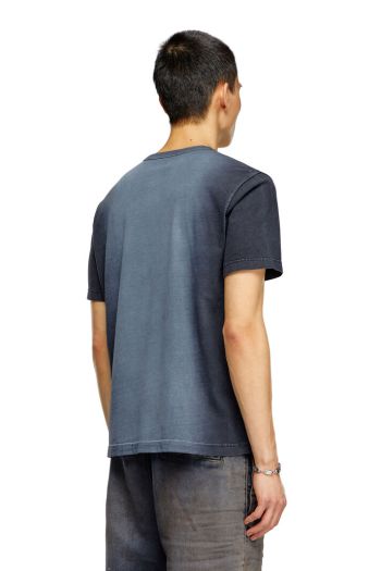 T-shirt in jersey di cotone effetto spray uomo Nero