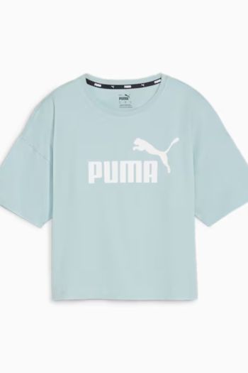 T-shirt corta con logo Essentials donna Azzurro