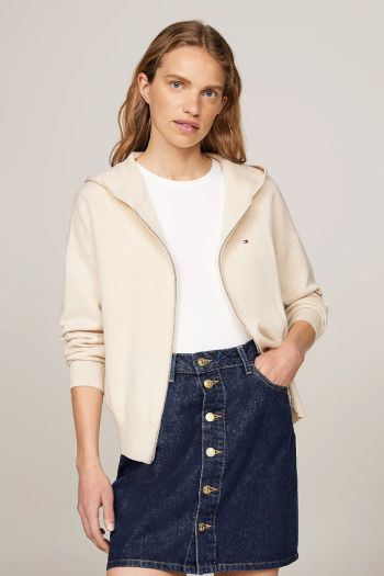 Cardigan relaxed fit con cappuccio donna Beige