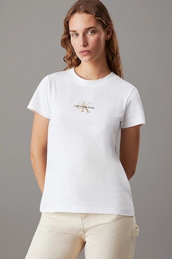 T-shirt con monogramma slim donna Bianco