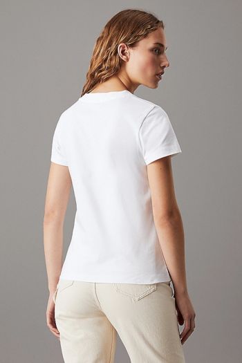 T-shirt con monogramma slim donna Bianco